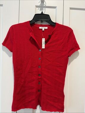 Madewell Red Short-Sleeve Button-Down Top